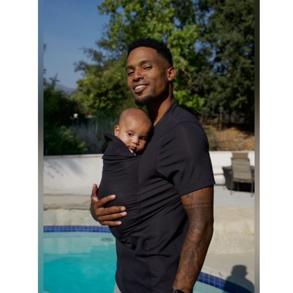 Lalabu Dad Shirt Pouch V-Neck Tee Black Medium